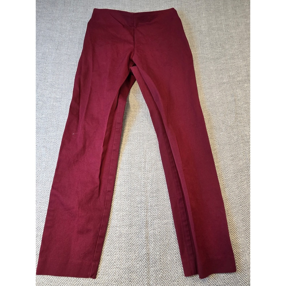A New Day Ankle Pants Women's 4 Burgundy Stretch High Rise Side Zip Straight Leg
